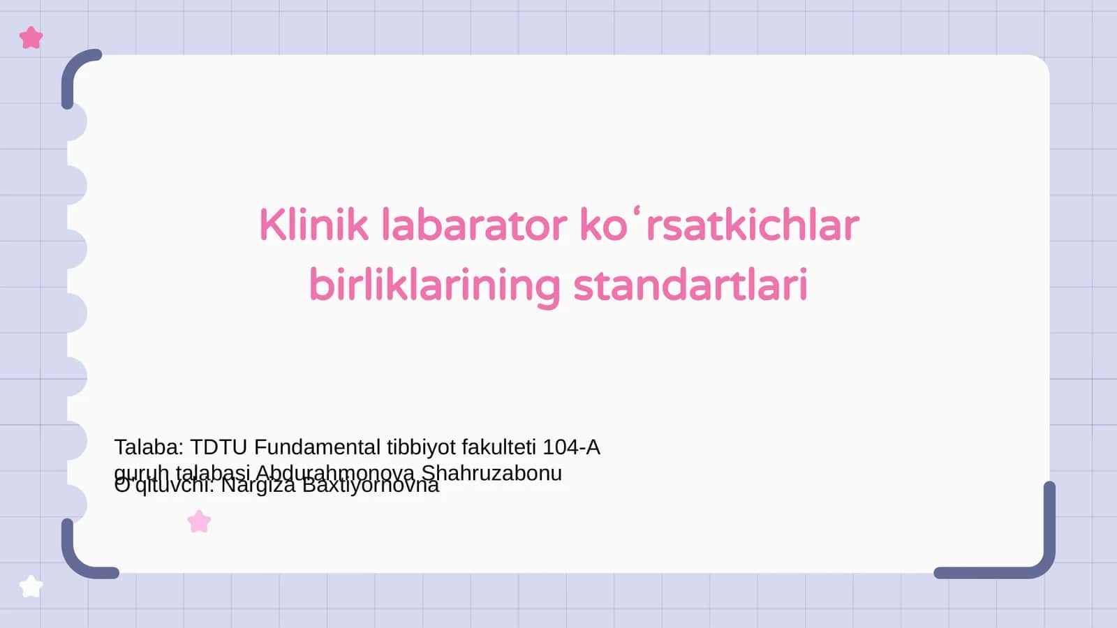 Klinik laborator ko'rsatkichlar birliklarining standartlari