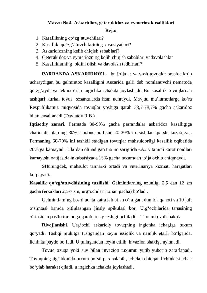 PARRANDA ASKARIDIOZI