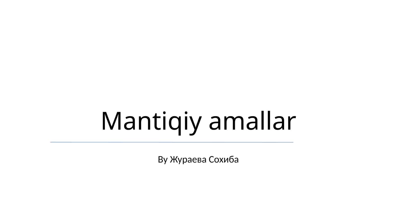 Mantiqiy amallar