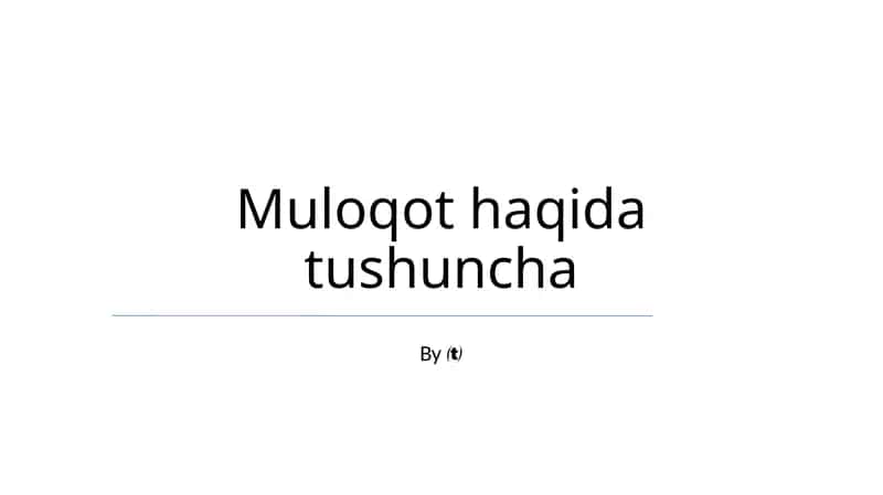Muloqot haqida tushuncha