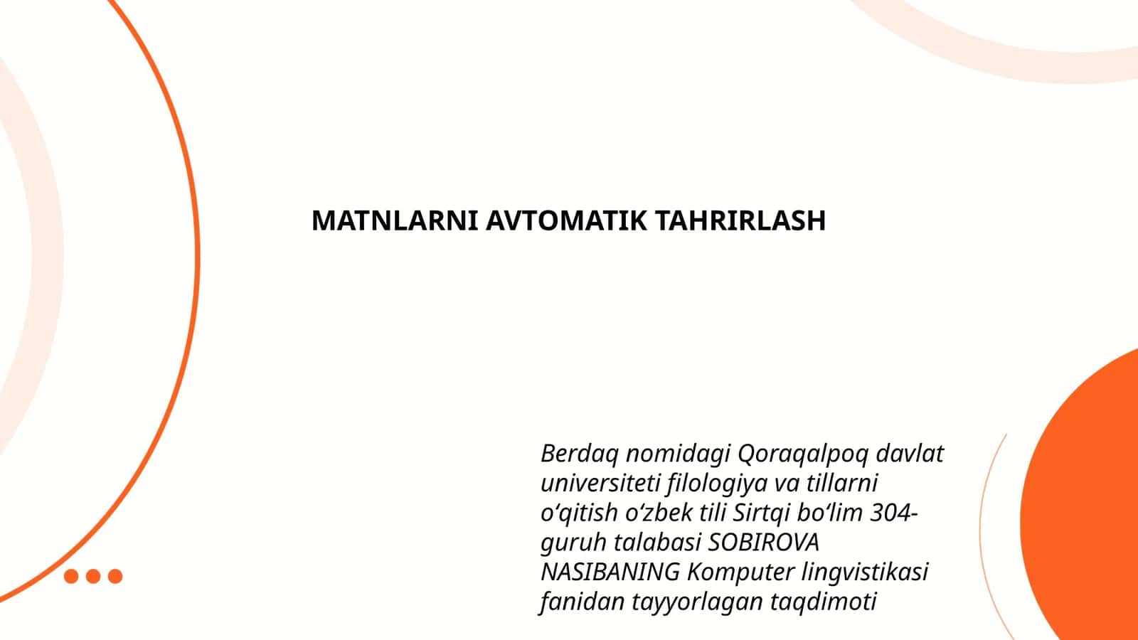 MATNLARNI AVTOMATIK TAHRIRLASH