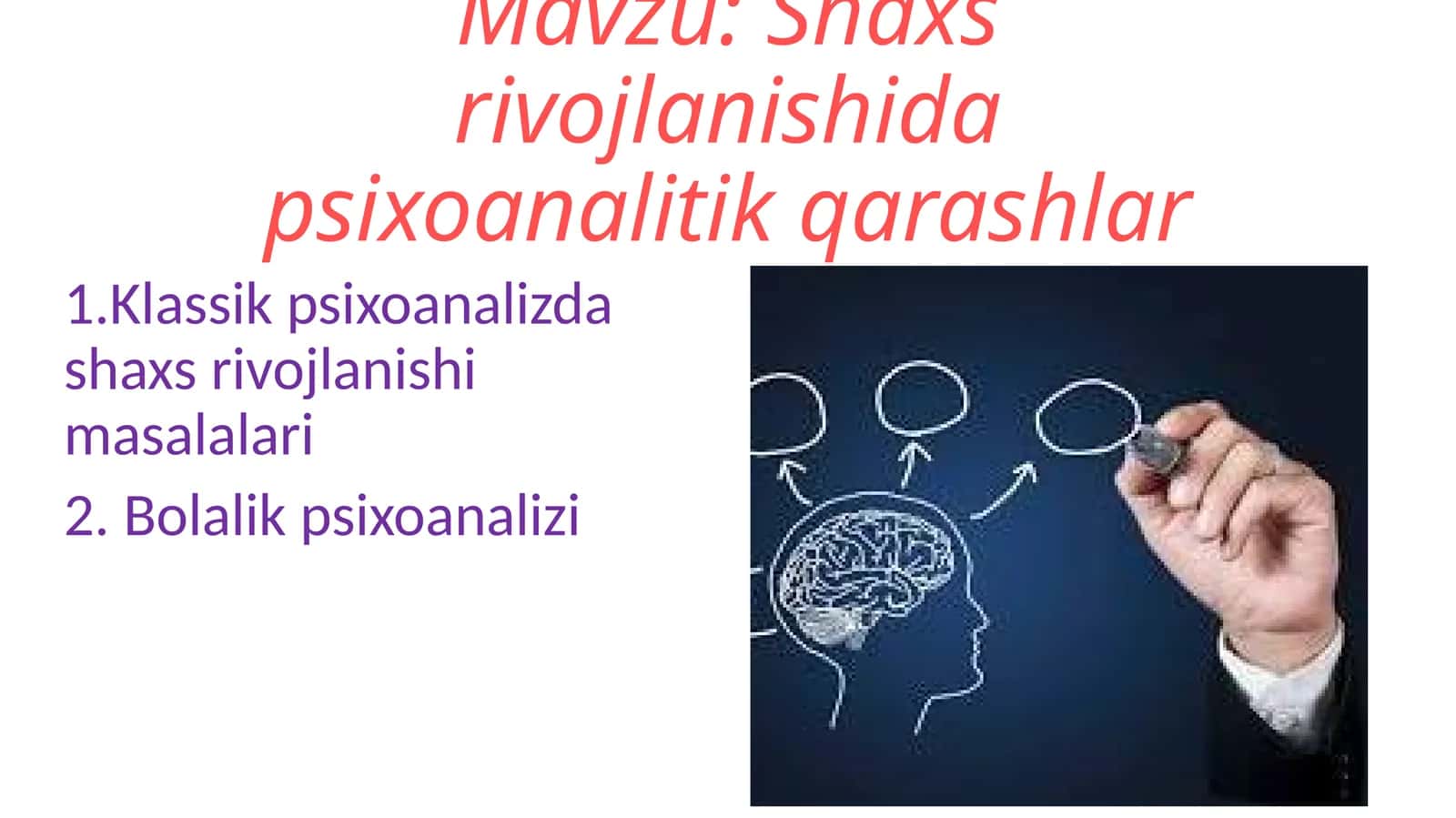 Shaxs rivojlanishida psixoanalitik qarashlar