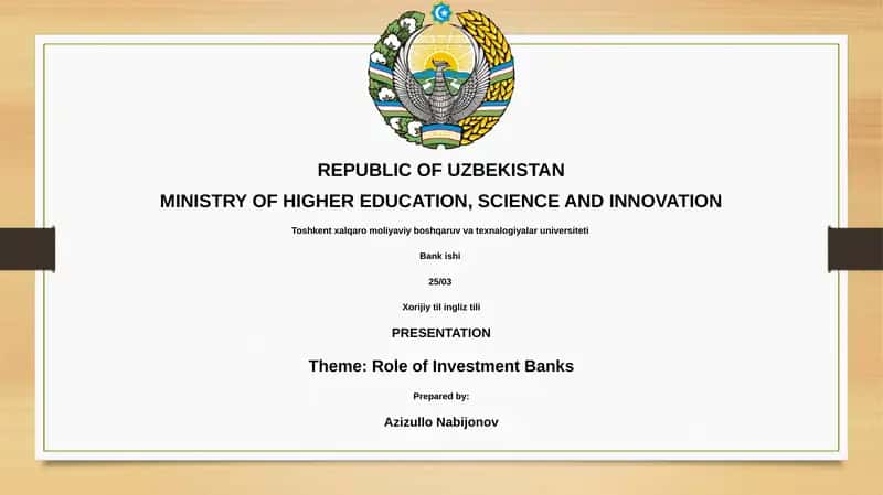 Toshkent xalqaro moliyaviy boshqaruv va texnologiyalar universiteti Bank ishi