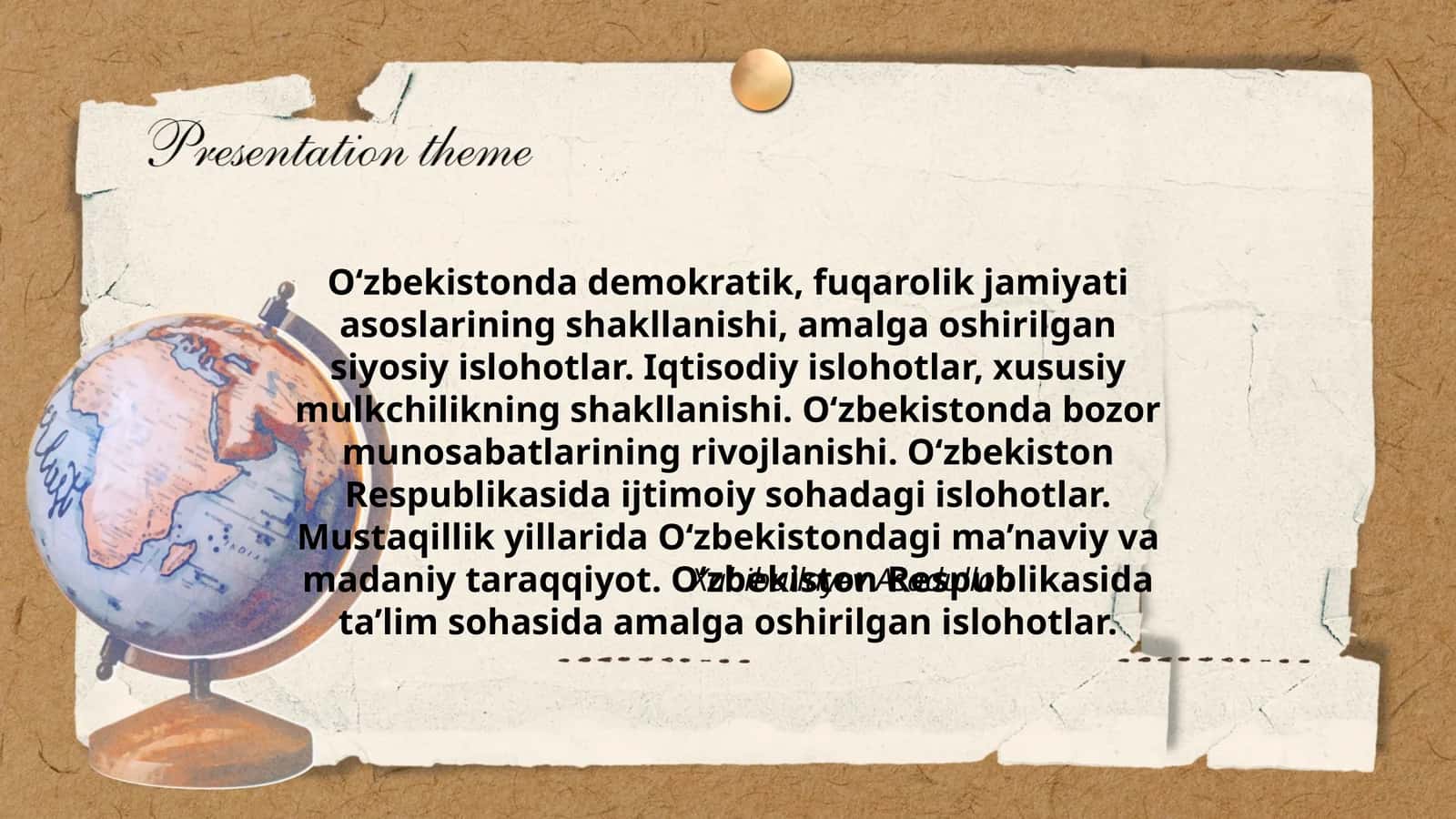 O‘zbekistonda demokratik, fuqarolik jamiyati asoslarining shakllanishi