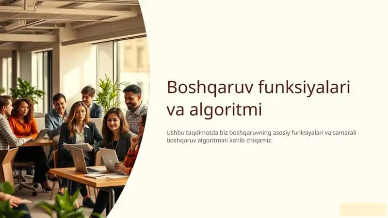 Boshqaruv funksiyalari va algoritmi
