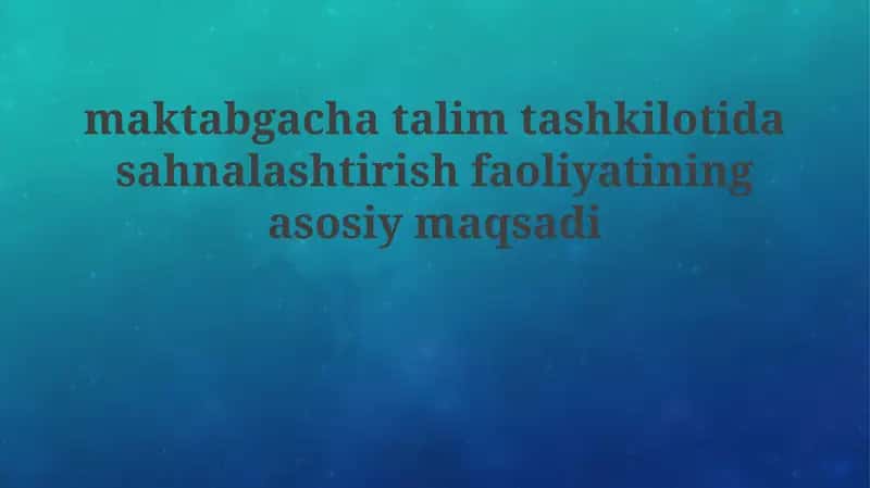 Ta'limiy sahnalashtirish