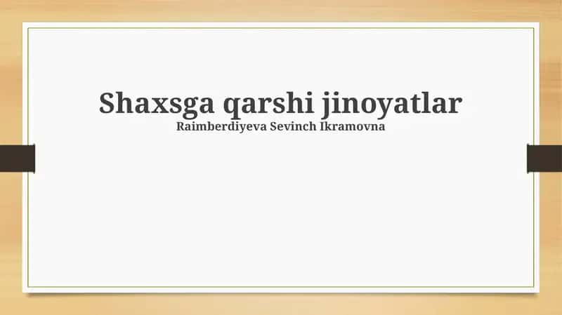 Shaxsga qarshi jinoyatlar