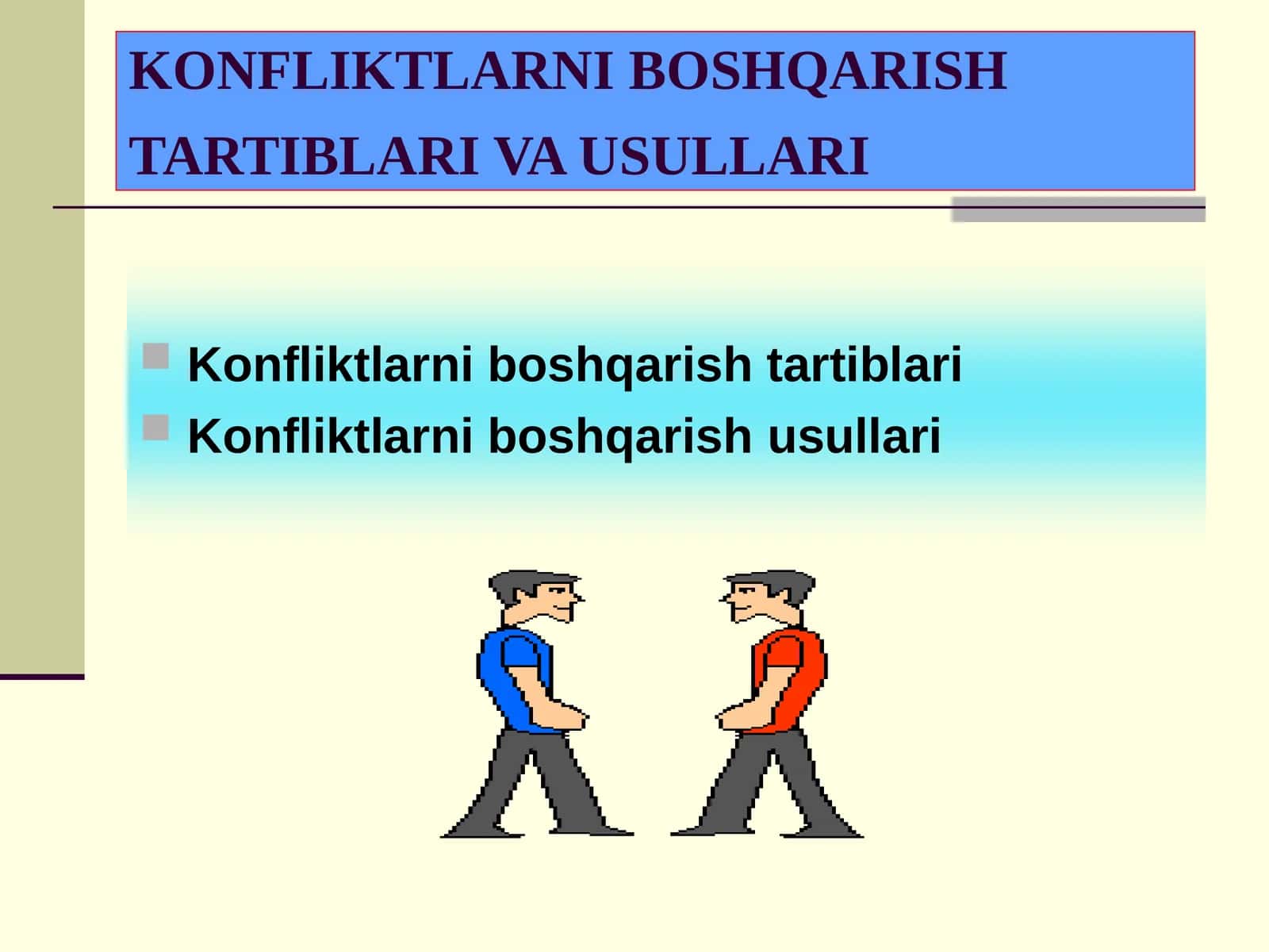 KONFLIKTLARNI BOSHQARISH TARTIBLARI VA USULLARI