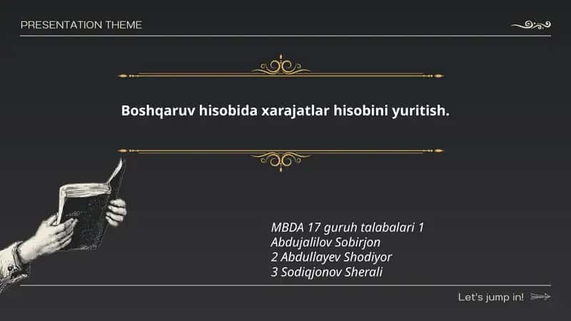 Boshqaruv hisobida xarajatlar hisobini yuritish