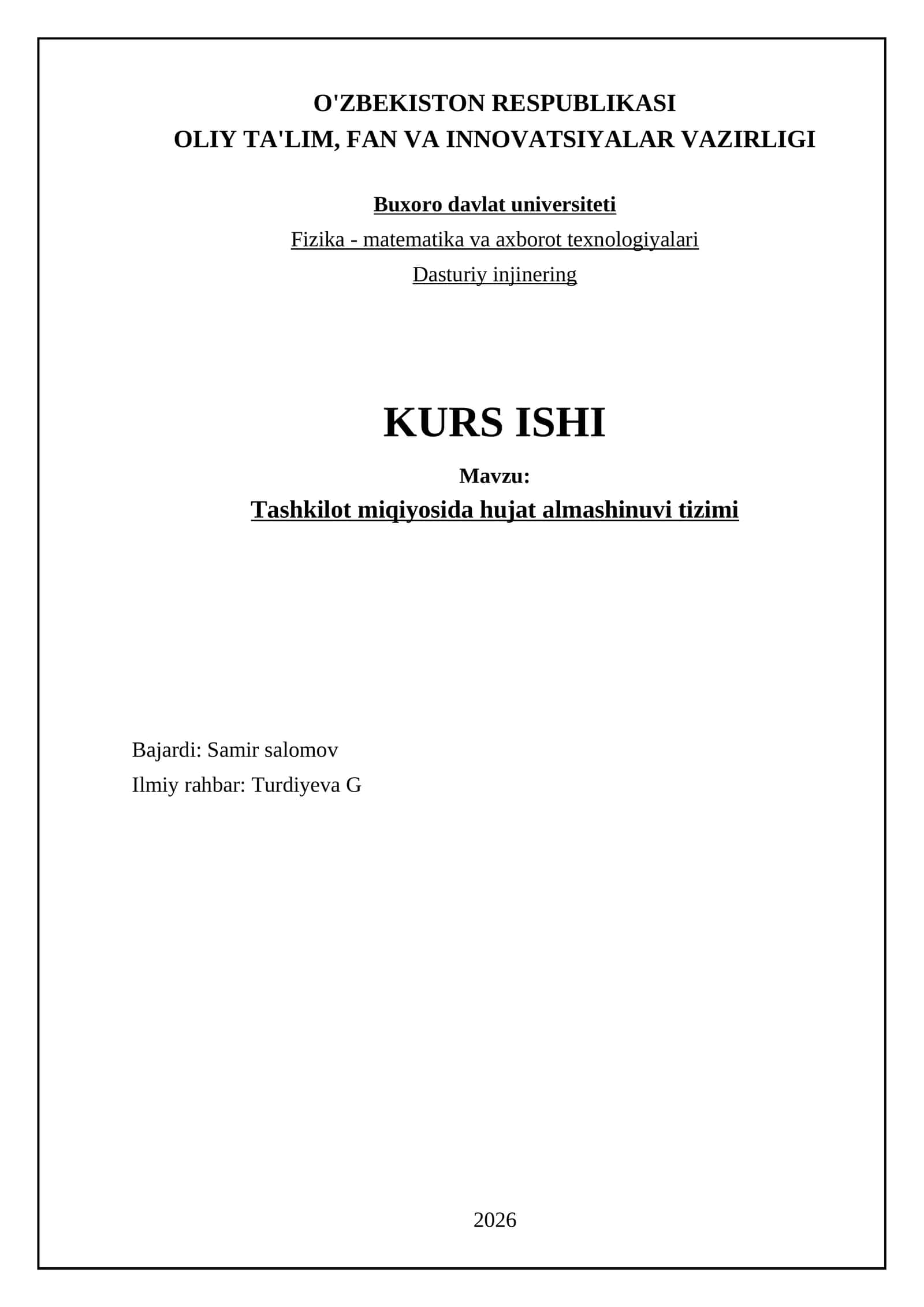 Tashkilot miqiyosida hujat almashinuvi tizimi