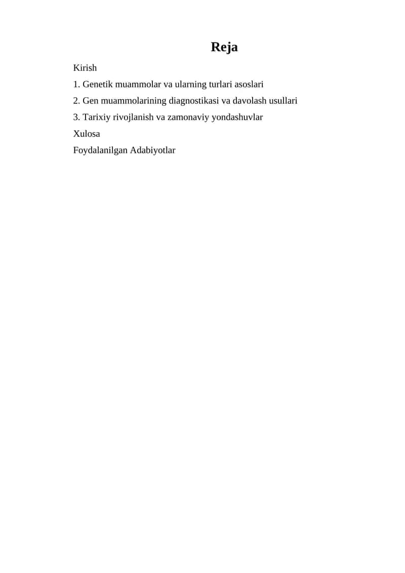 Genetik muammolar va ularning turlari asoslari