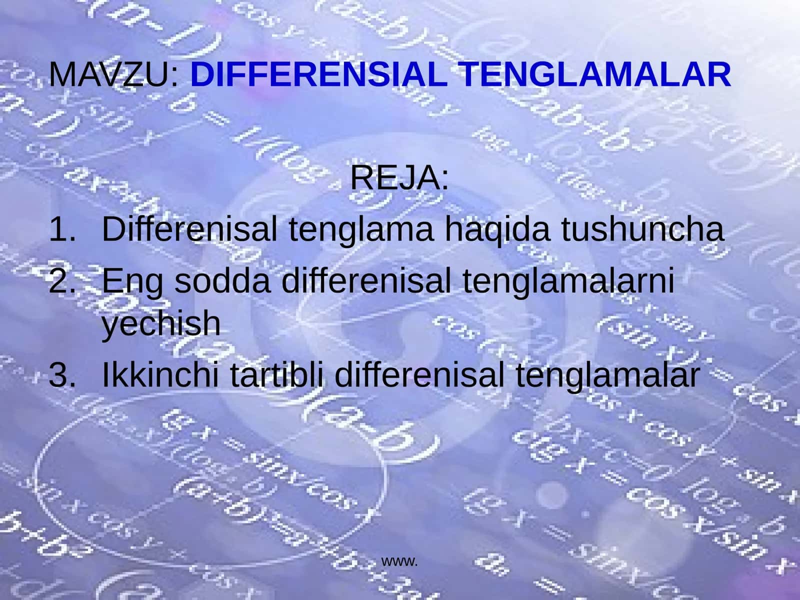 DIFFERENSIAL TENGLAMALAR