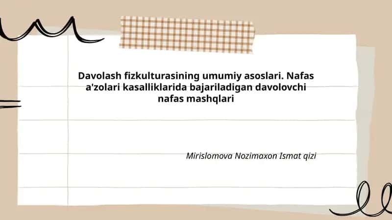 Davolash fizkulturasining umumiy asoslari
