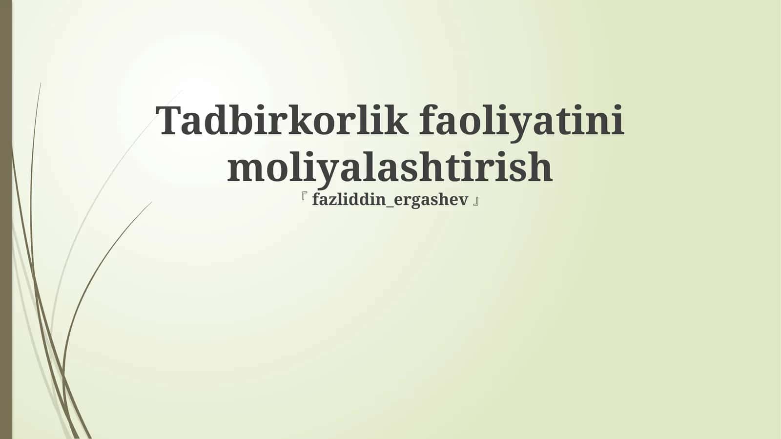 Tadbirkorlik faoliyatini moliyalashtirish