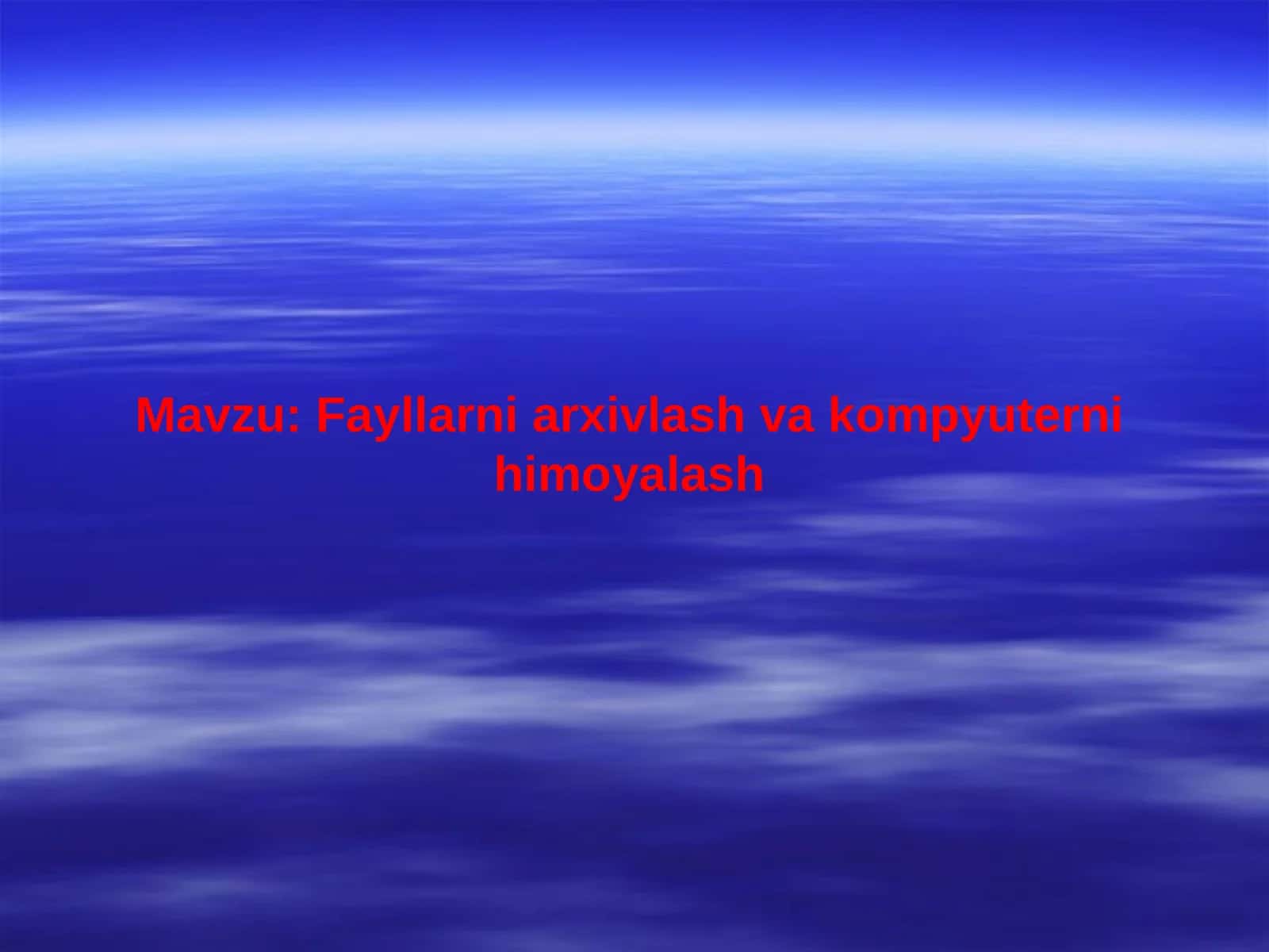 Fayllarni arxivlash va kompyuterni himoyalash