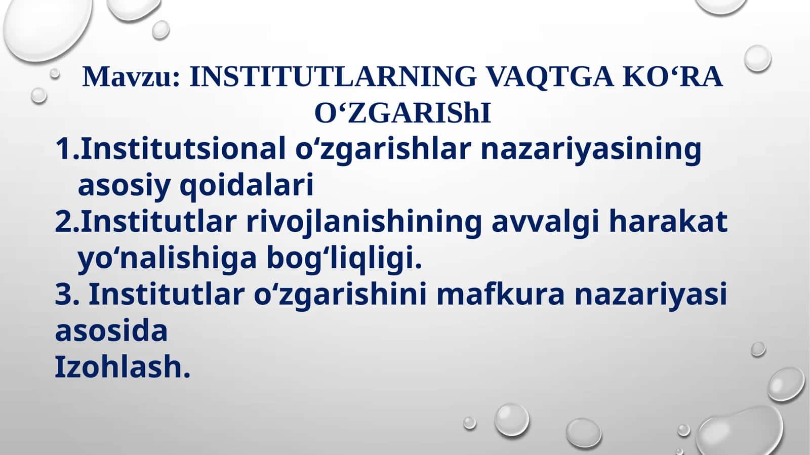 INSTITUTLARNINGVAQTGAKO‘RAO‘ZGARIShI