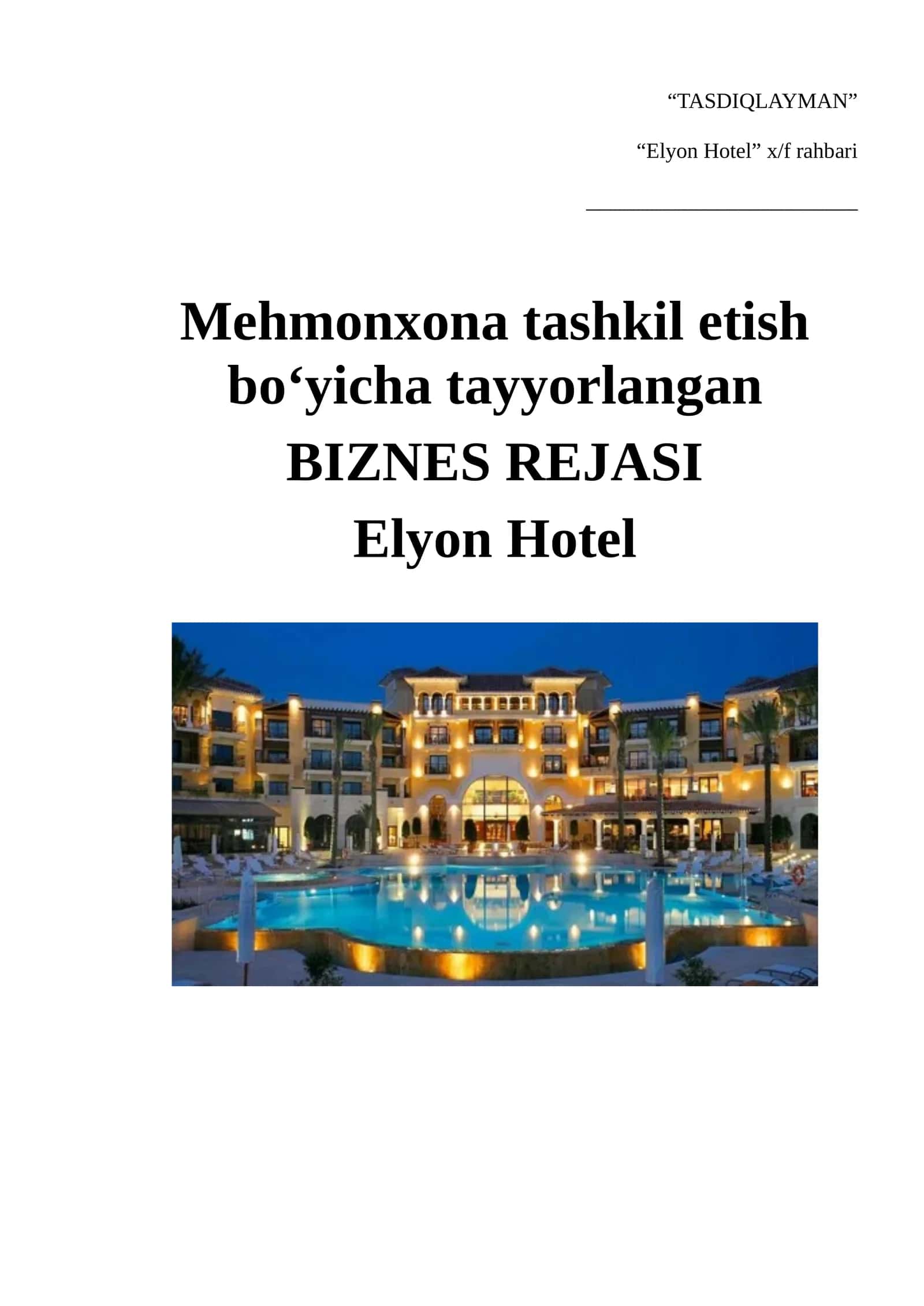 biznes reja Elyon Hotel