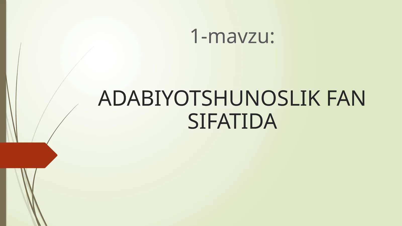 ADABIYOTSHUNOSLIK FAN SIFATIDA