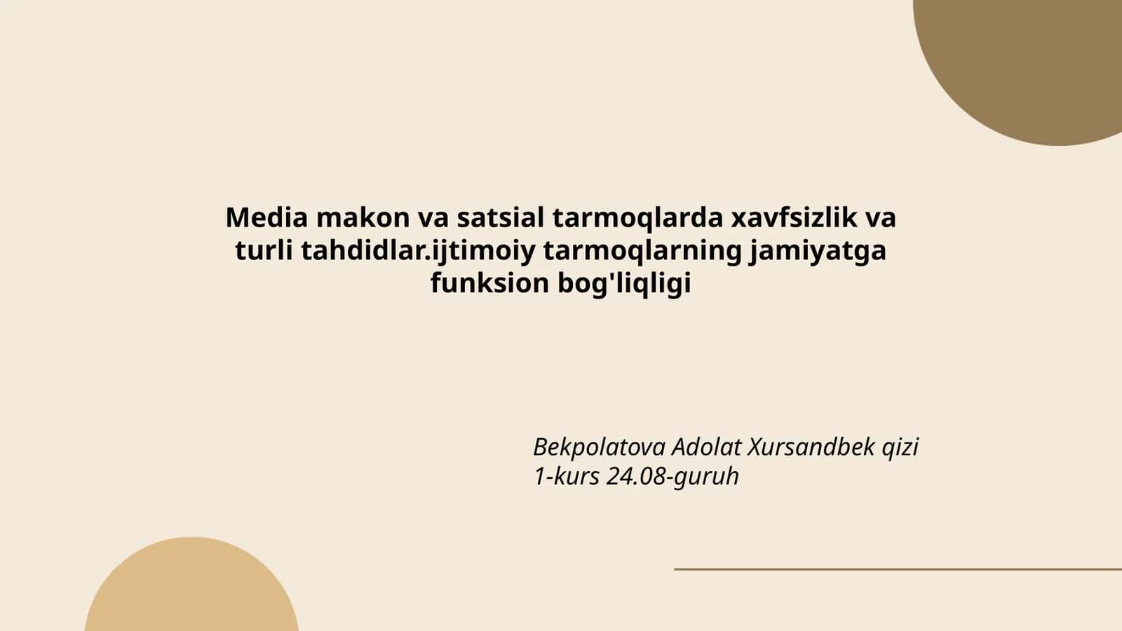 Media makon va satsial tarmoqlarda xavfsizlik va turli tahdidlar.ijtimoiy tarmoqlarning jamiyatga funksion bog'liqligi