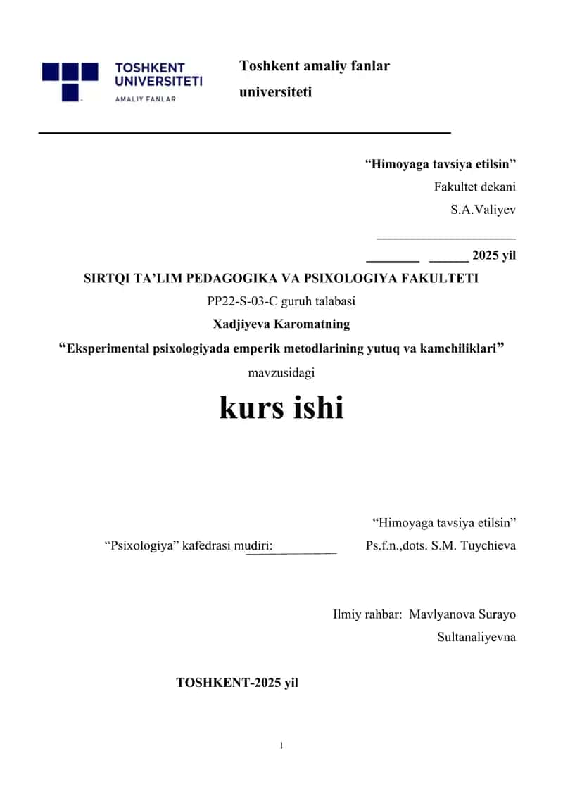 Eksperimental psixologiyada emperik metodlarining yutuq va kamchiliklari