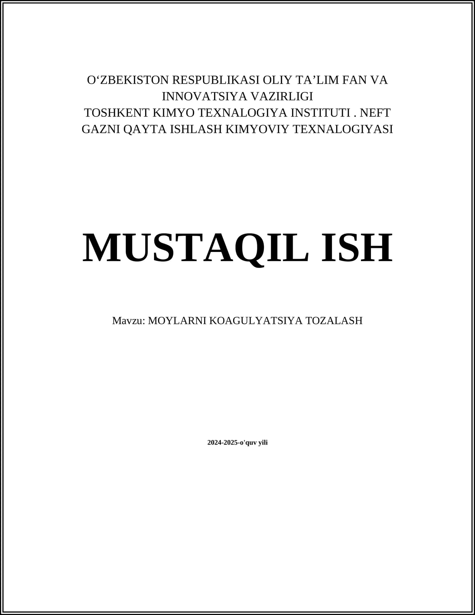MOYLARNI KOAGULYATSIYA TOZALASH