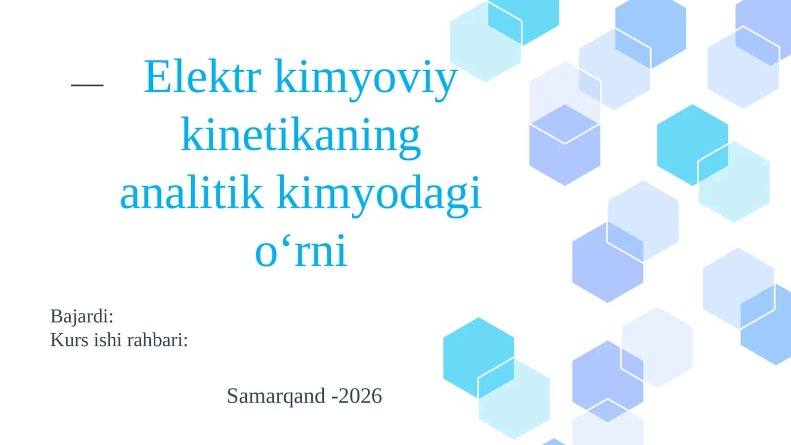 Elektr kimyoviy kinetikaning analitik kimyodagi oʻrni