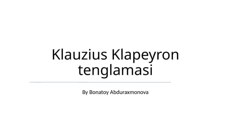 Klauzius Klapeyron tenglamasi
