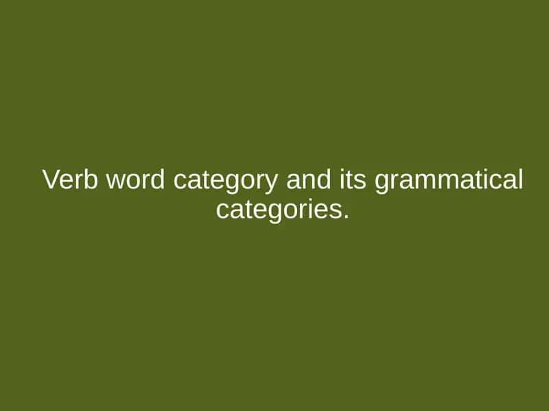 Verb word category and its grammatical categories