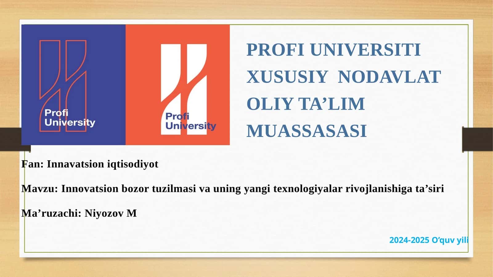 Innovatsion bozor tuzilmasi va uning yangi texnologiyalari va rivojlanishi
