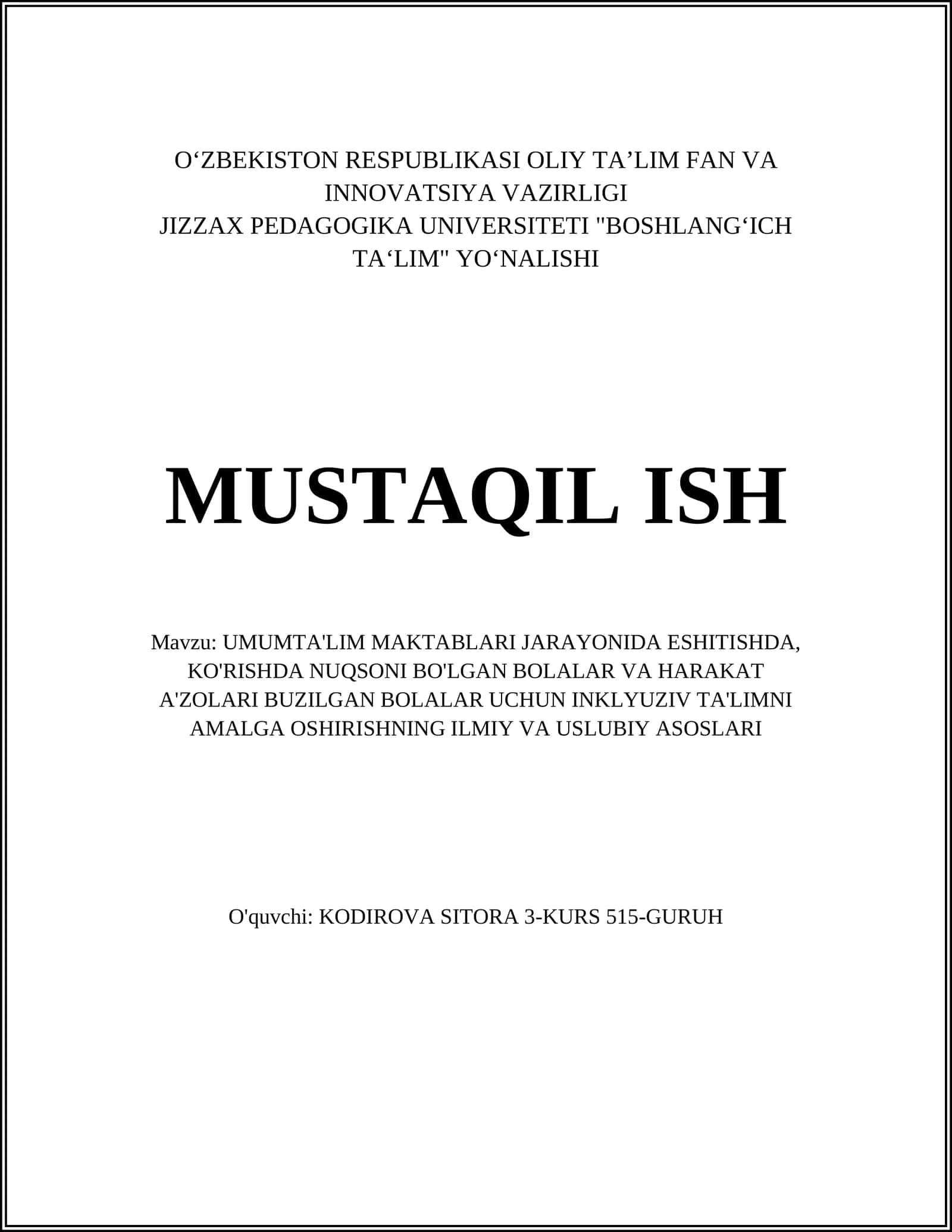 Eshitish qobiliyati buzilgan bolalar uchun ta'lim uslublari