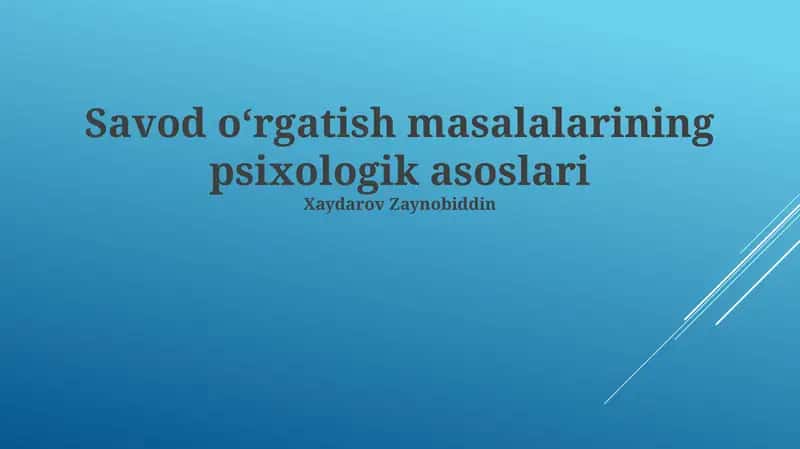 Kasb-hunar ta'limi muammolarining psixologik asoslari