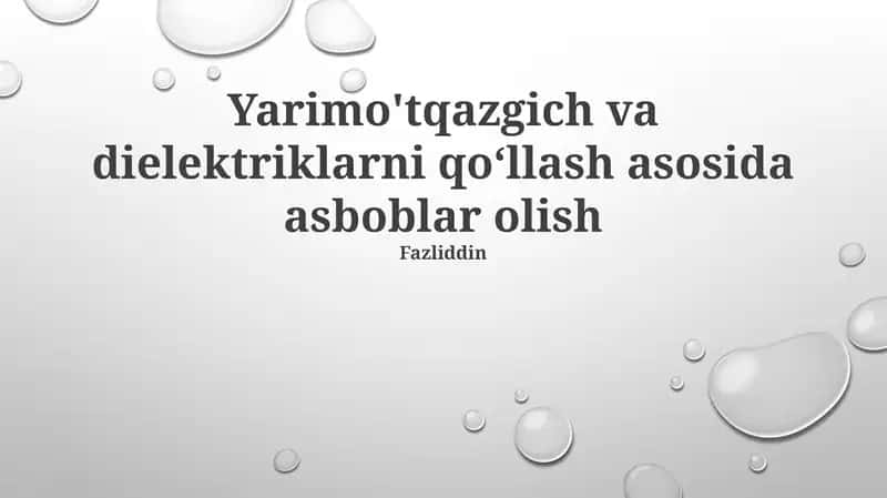 Dielektrik Materiallar va Ularning Qo'llanilishi