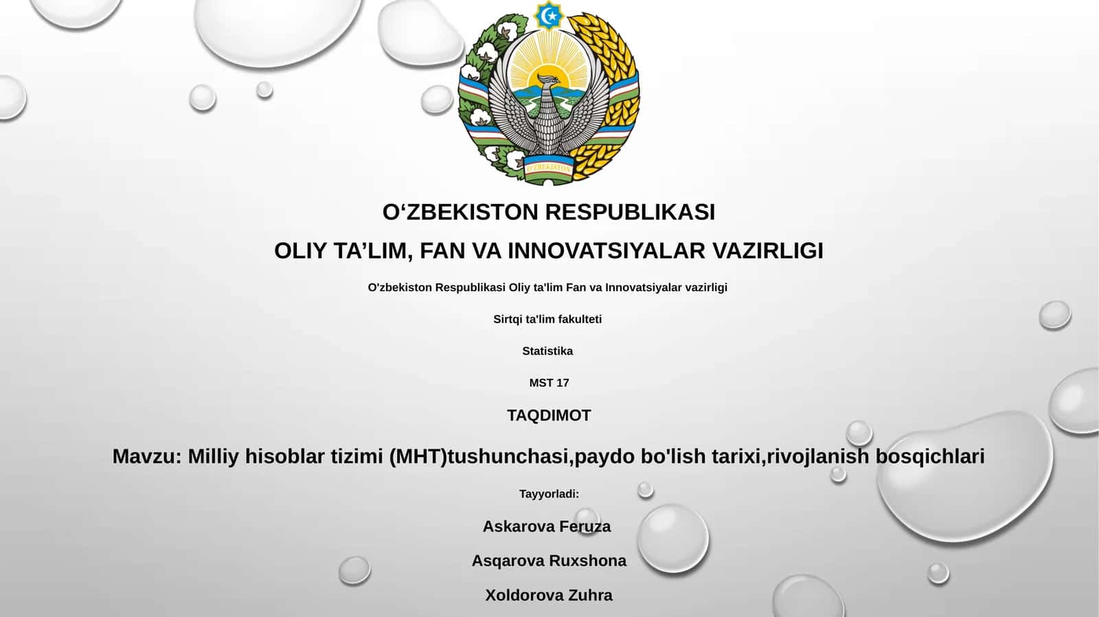 Milliy hisoblar tizimi (MHT)