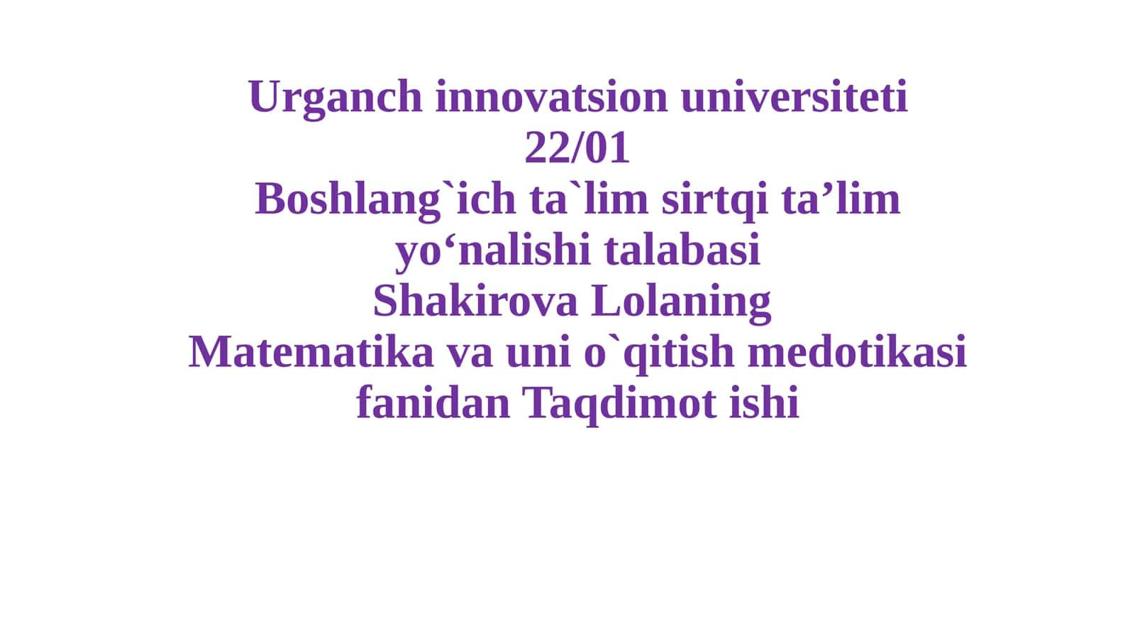 O’nlik mavzusida arifmetik amallarni o’rganish