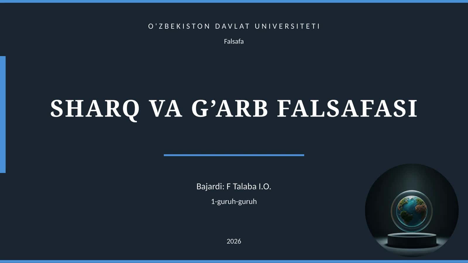 SHARQ VA G’ARB FALSAFASI