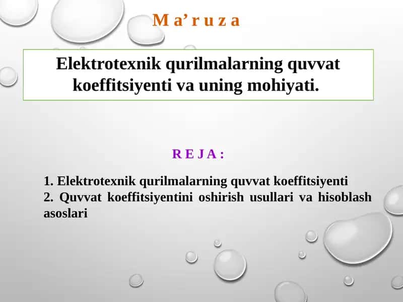 Elektrotexnikqurilmalarning quvvatkoeffitsiyenti