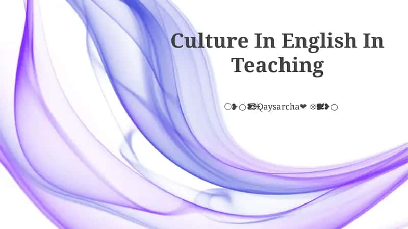 Culture In English In Teaching
