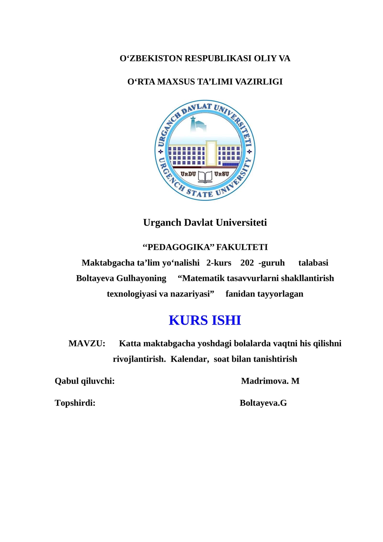 Katta maktabgacha yoshdagi bolalarda vaqtni his qilishni rivojlantirish