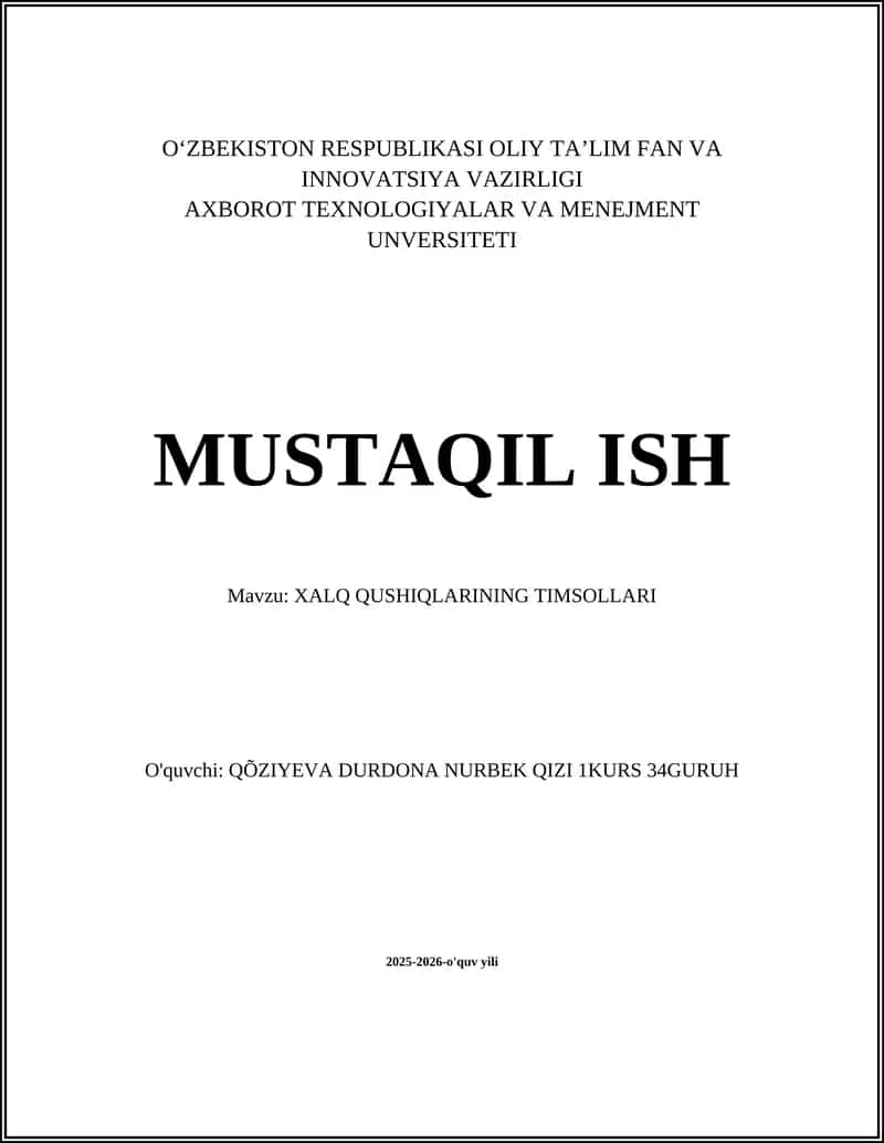 XALQ QUSHIQLARINING TIMSOLLARI