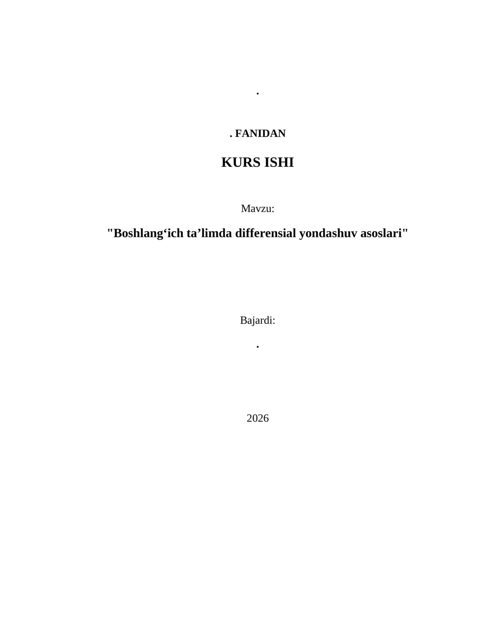 Boshlangʻich taʼlimda differensial yondashuv asoslari