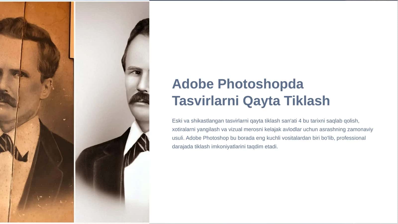 Adobe Photoshopda Tasvirlarni Qayta Tiklash