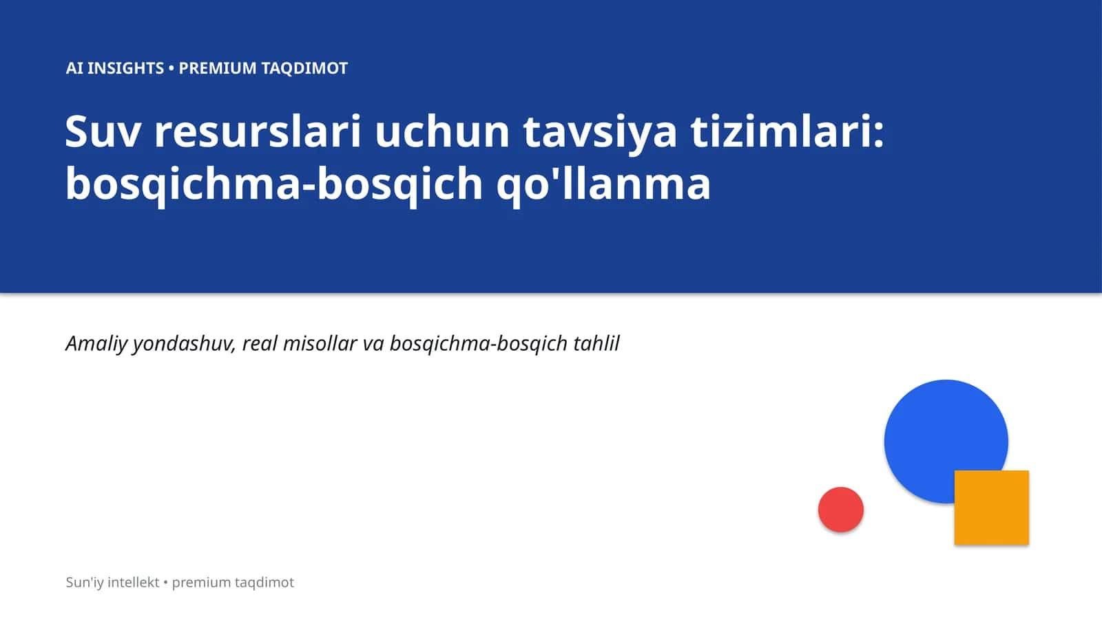 Suv resurslari uchun tavsiya tizimlari