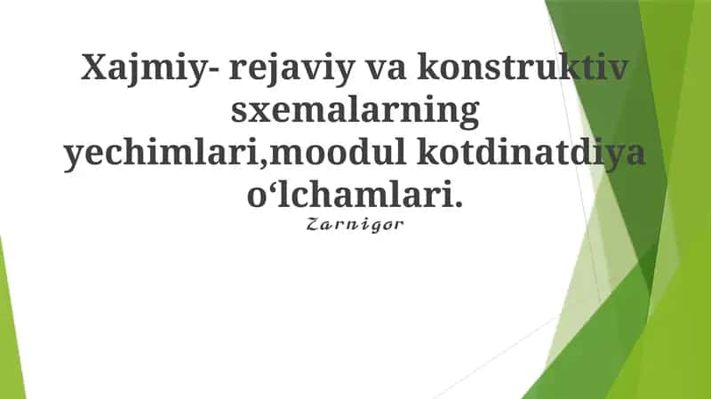 Modul Koordinata O'lchamlari va Qo'llanilishi