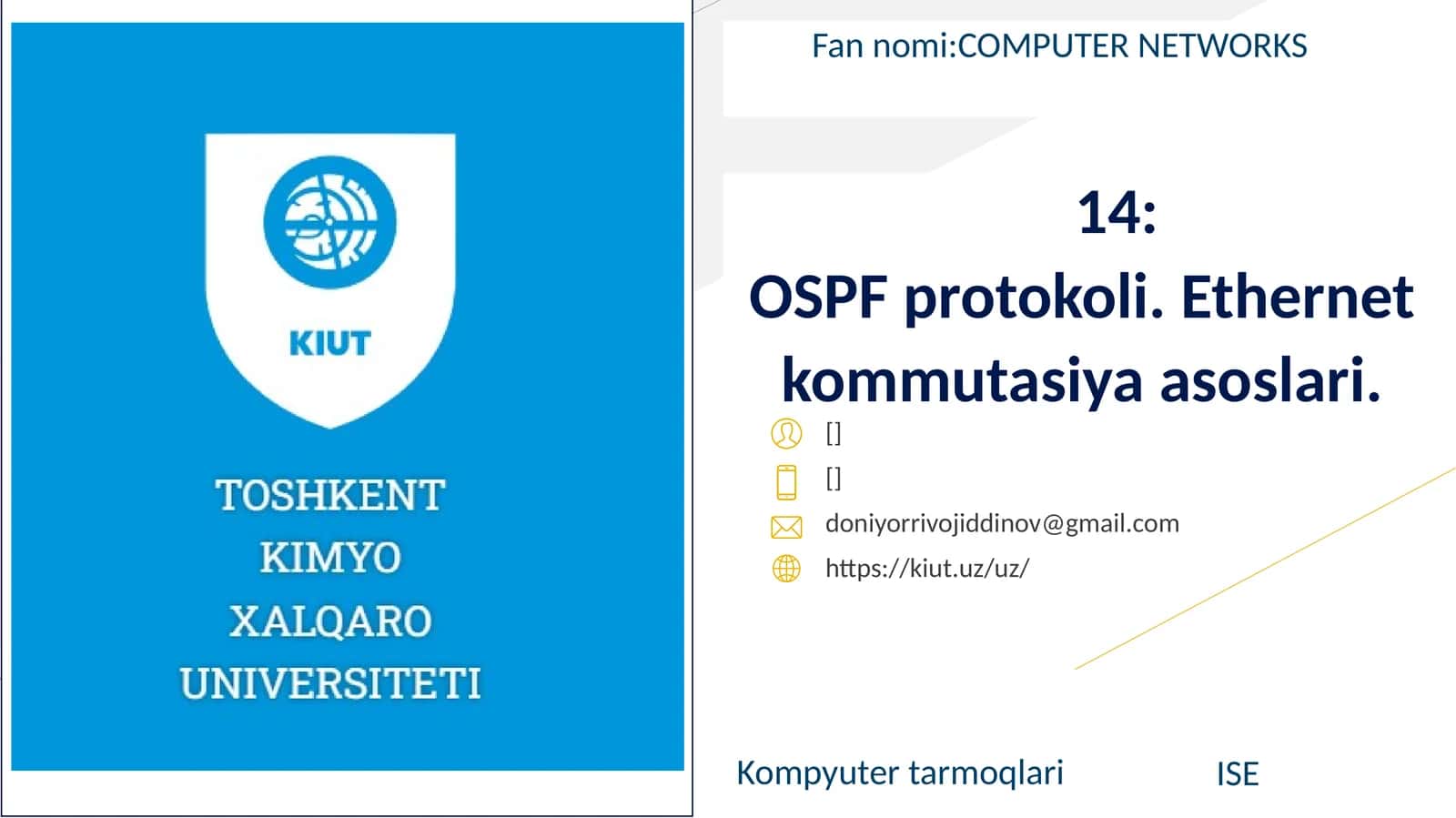 OSPF protokoli. Ethernet kommutasiya asoslari