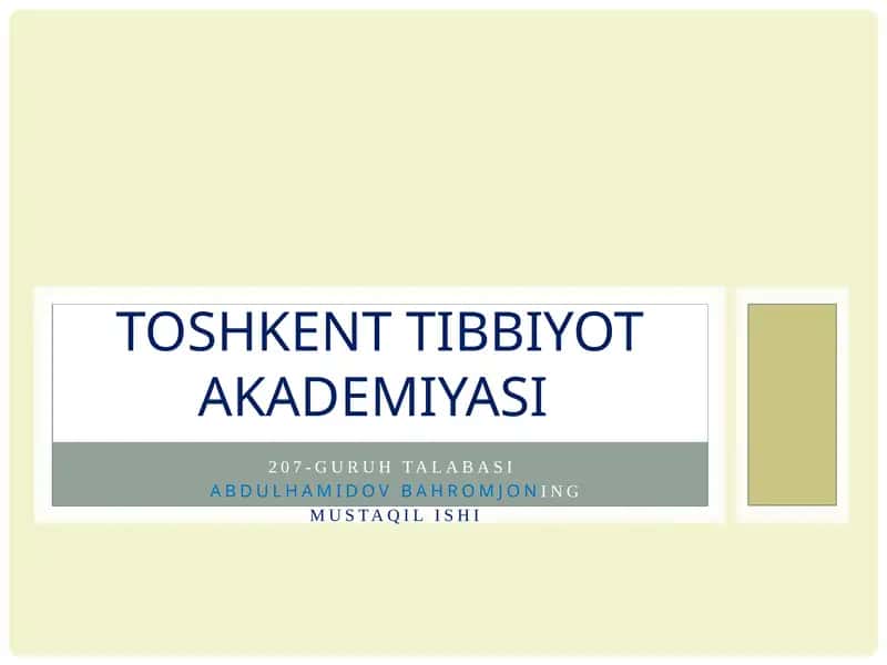 ABDULHAMIDOV BAHROMJONING MUSTAQIL ISHI
