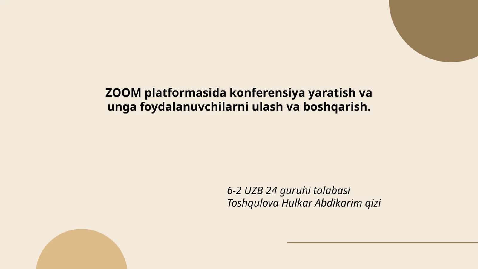 Zoom platformasida konferensiya yaratish bosqichlari
