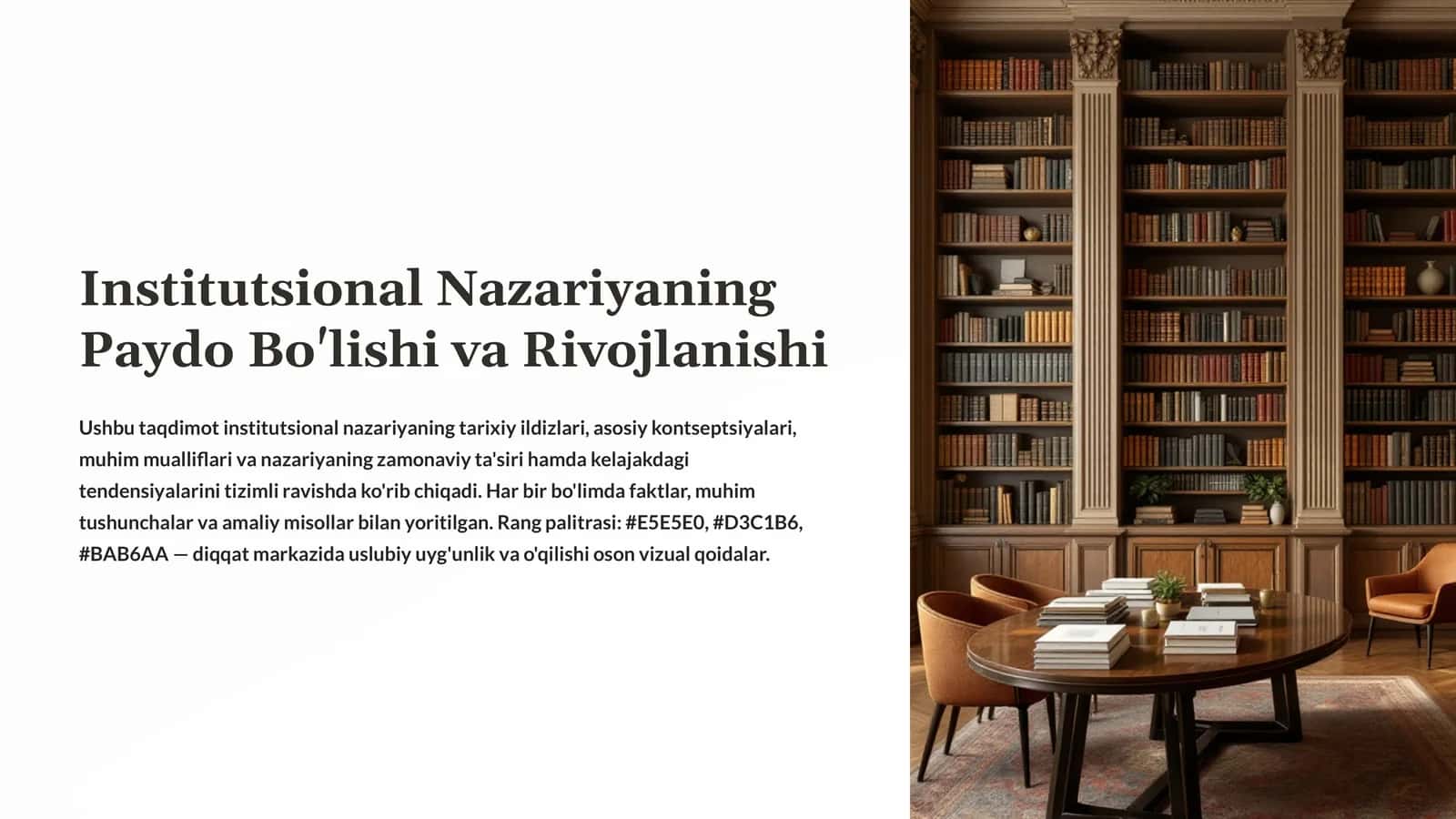 Institutsional Nazariyaning Paydo Bo'lishi va Rivojlanishi