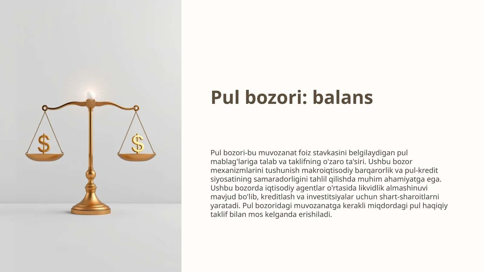 Pul bozori: balans