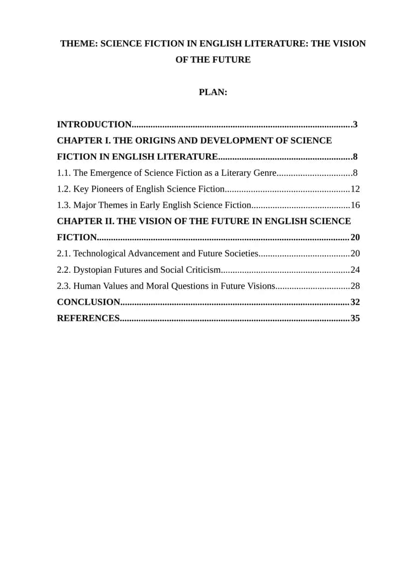 Science Fiction in English Literature Course