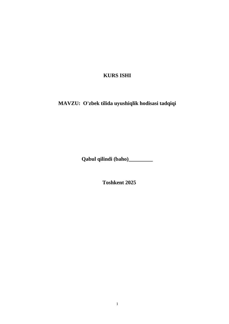 O'zbek tilida uyushiqlik hodisasi tadqiqi